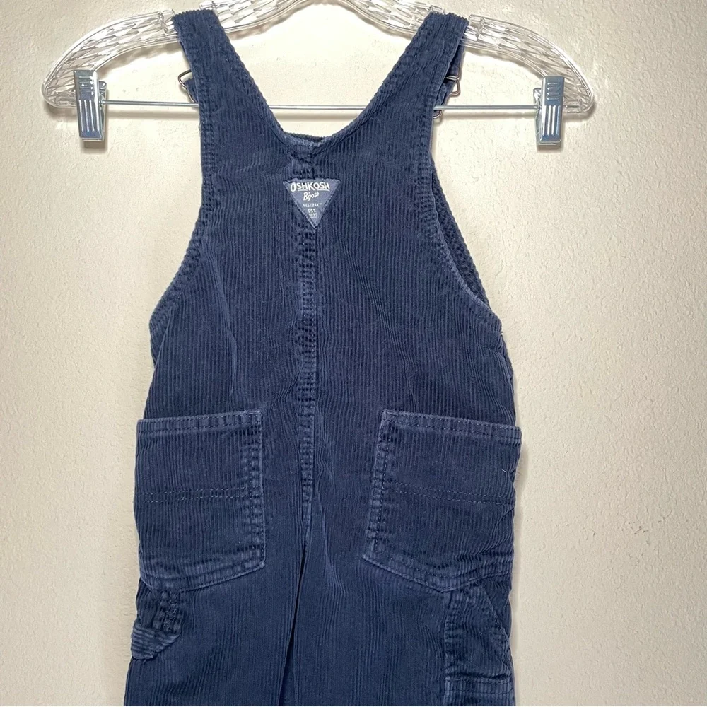 Oshkosh B’ Gosh Flannel Lined Corduroy‎ Overalls Navy Blue Size 4T